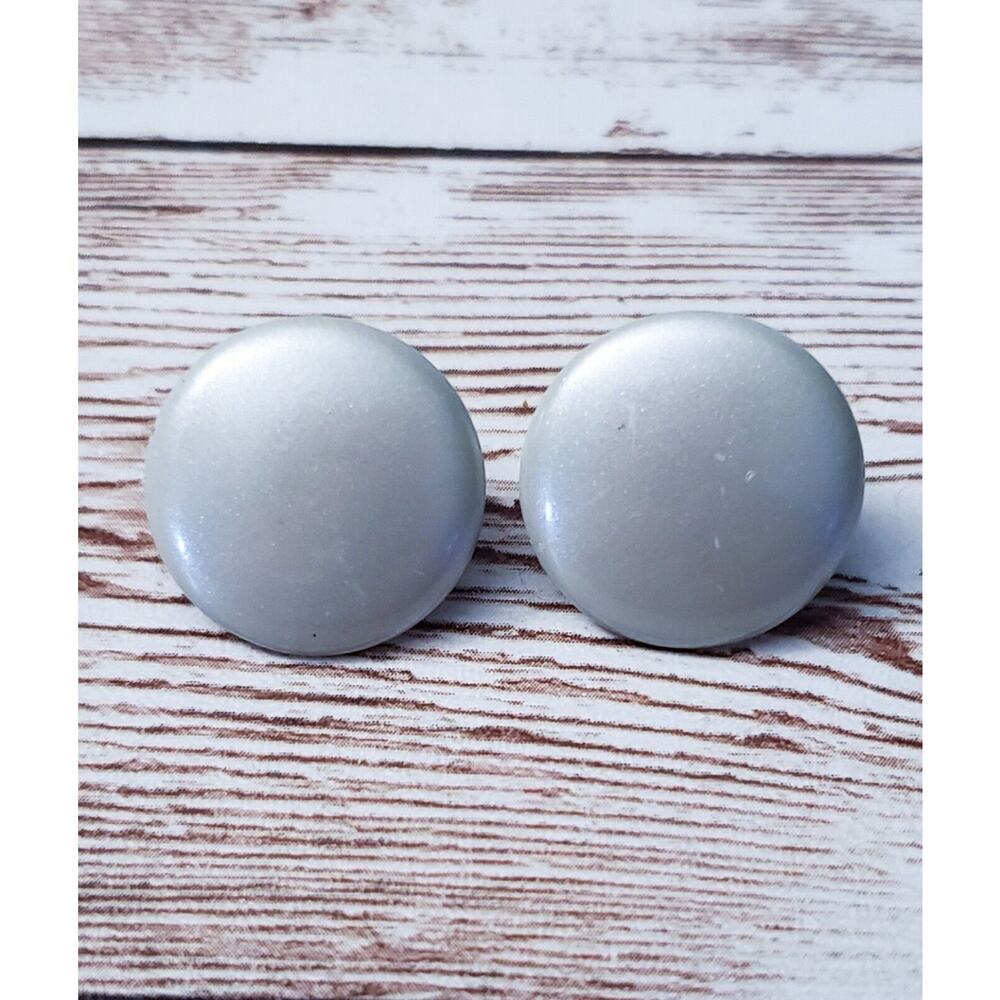 Vintage Clip On Earrings - Silver Colored Circle Small Slightly Over 5/8"